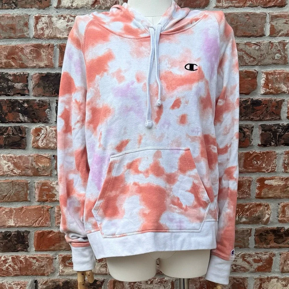 Champion orange tiedyed hoodie sweatshirt / L / Excellent condition - Picture 1 of 13